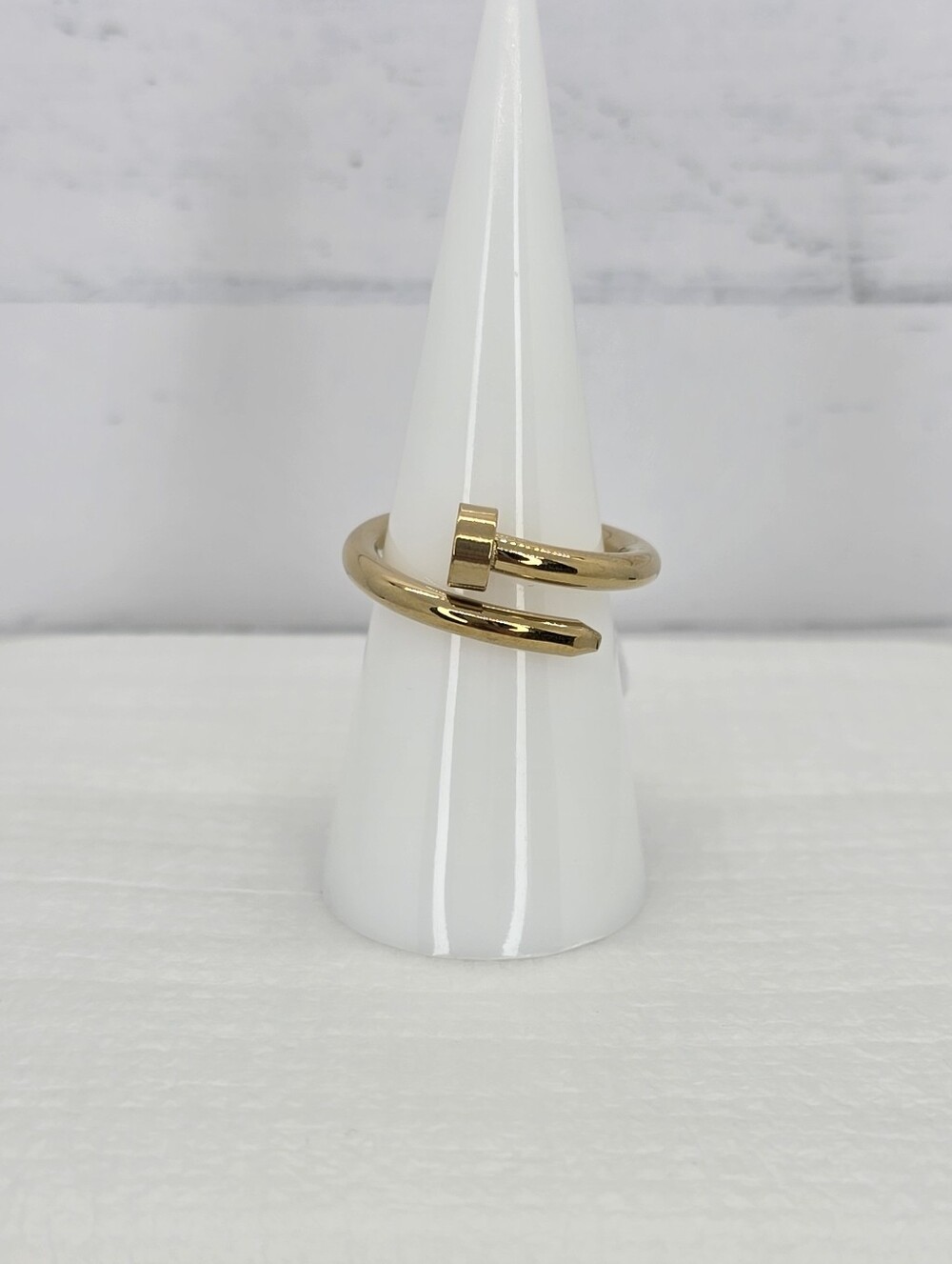 Stainless Steel Nail Wrap Gold Tone Ring